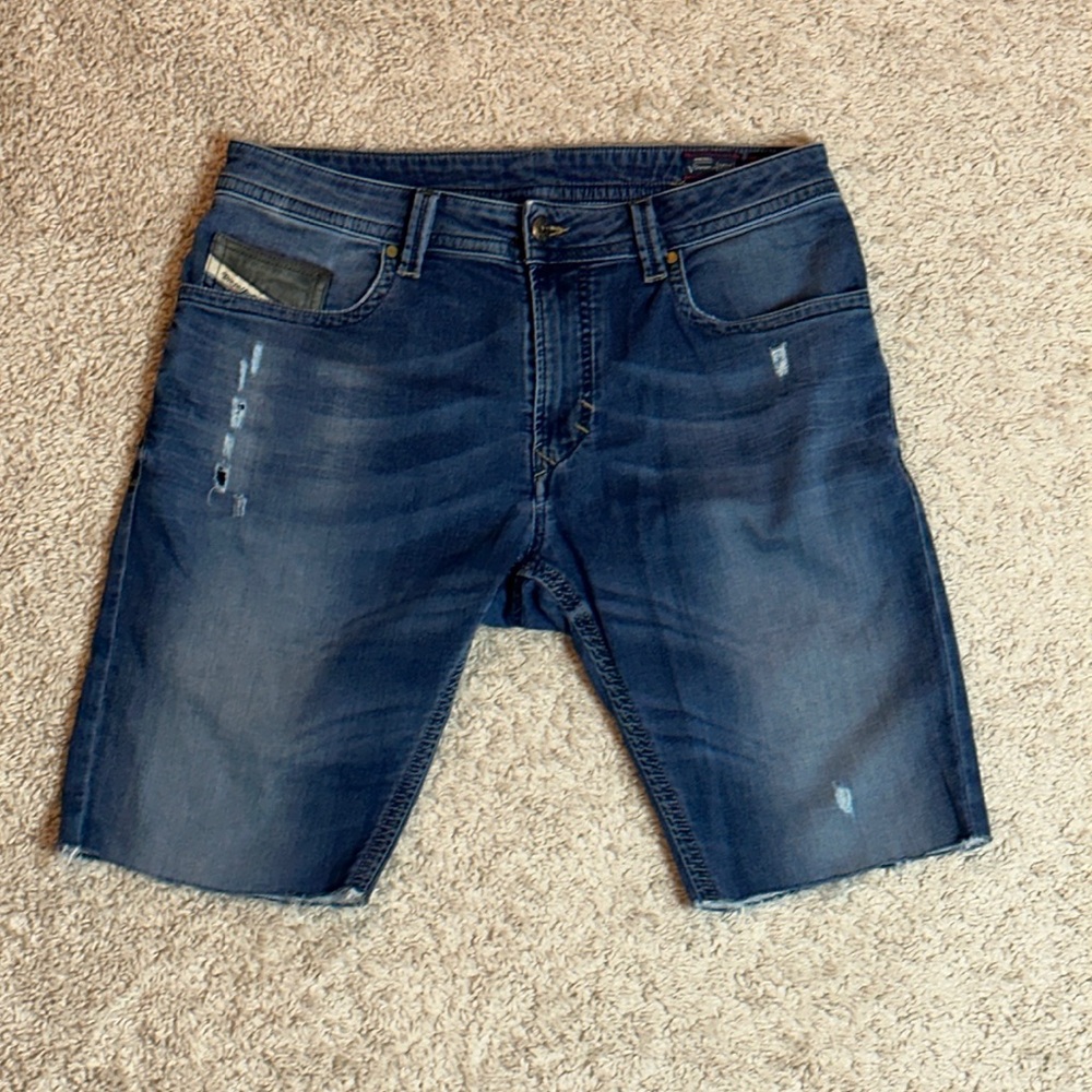 Diesel Thavar Denim Custom Cropped Shorts